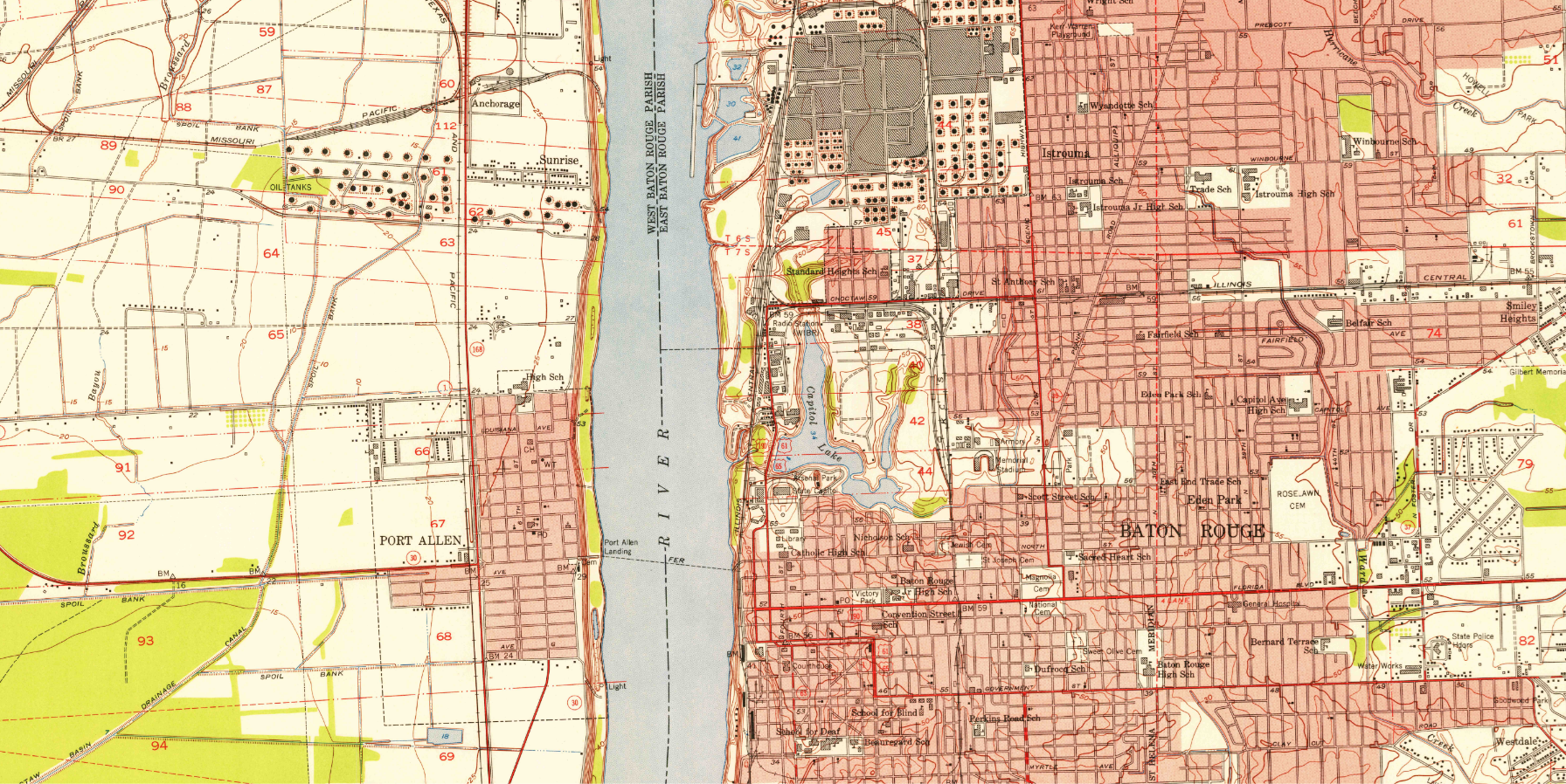 Historic Baton Rouge quadrangle map
