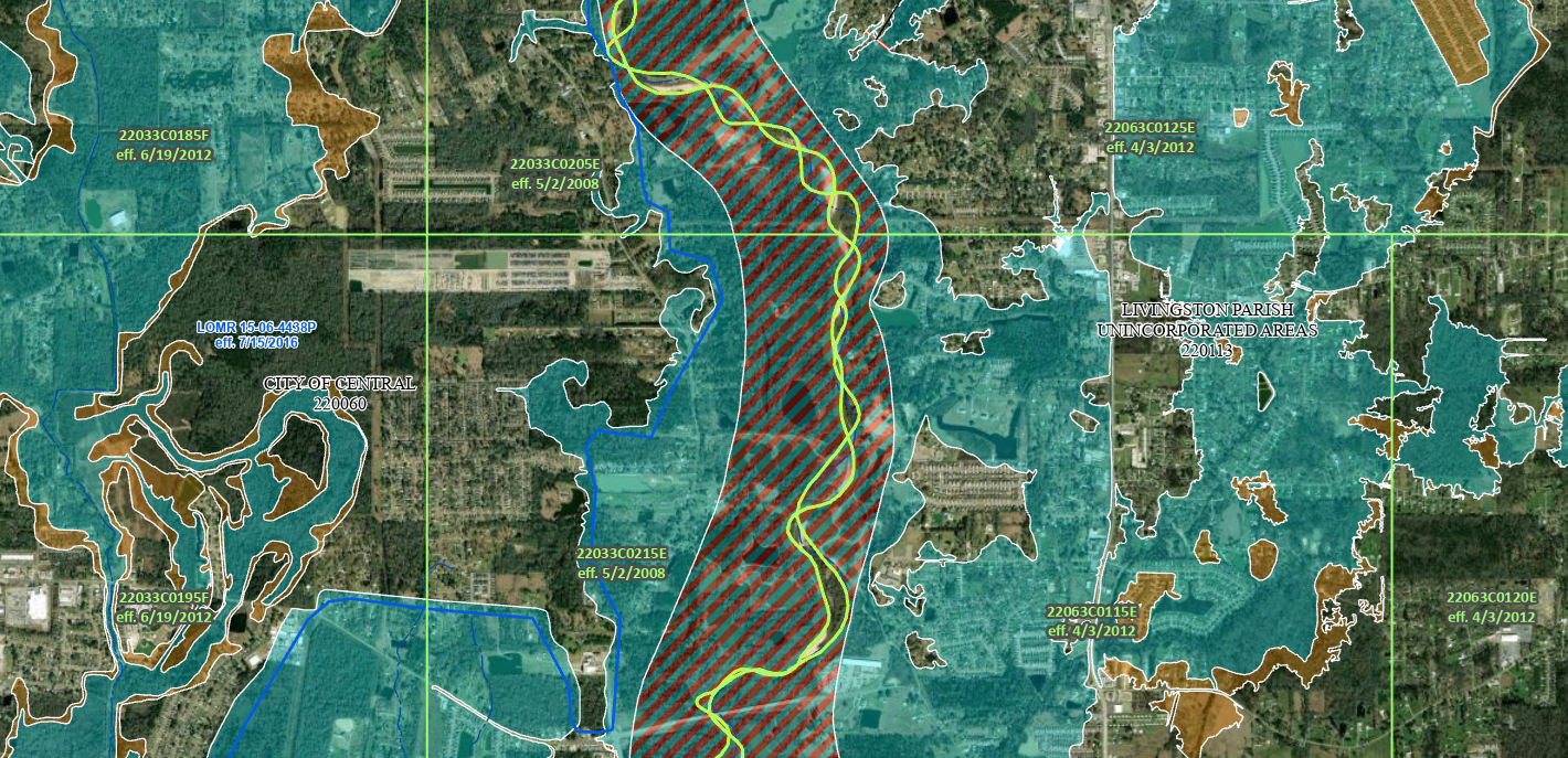 FEMA flood map and aerial imagery